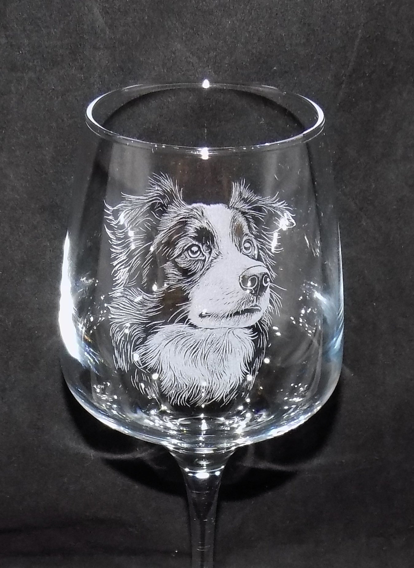 Border Collie Stemmed Wine Glass