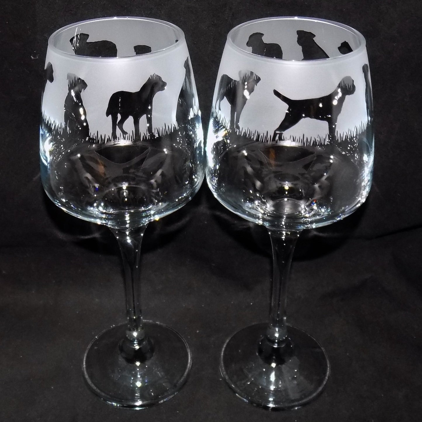 Border Terrier Stemmed Wine Glass