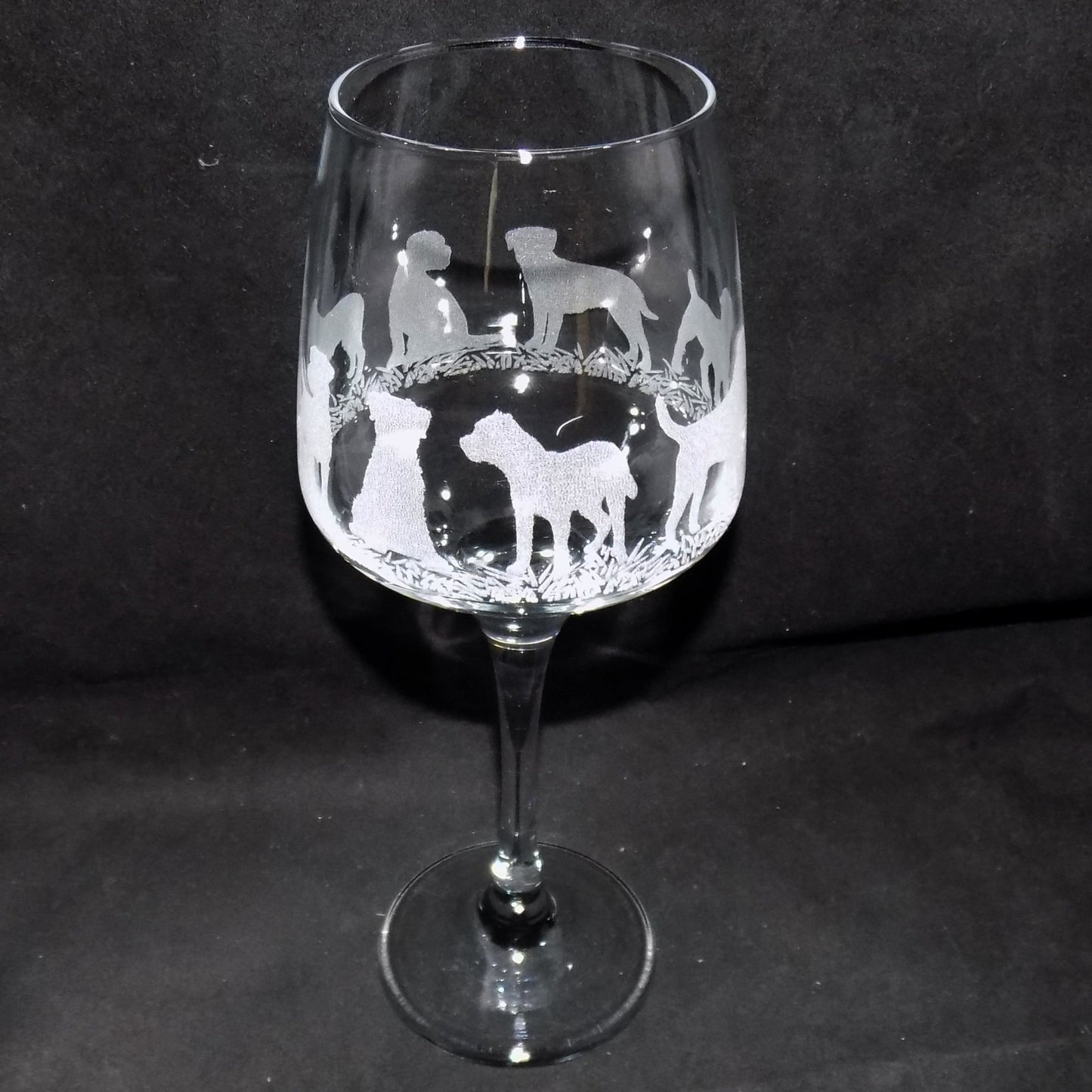 Border Terrier Stemmed Wine Glass