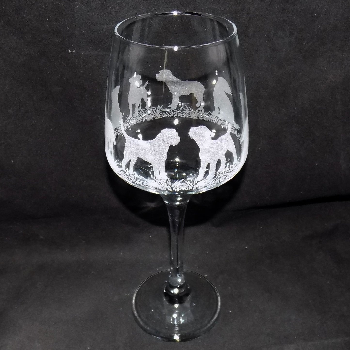 Border Terrier Stemmed Wine Glass