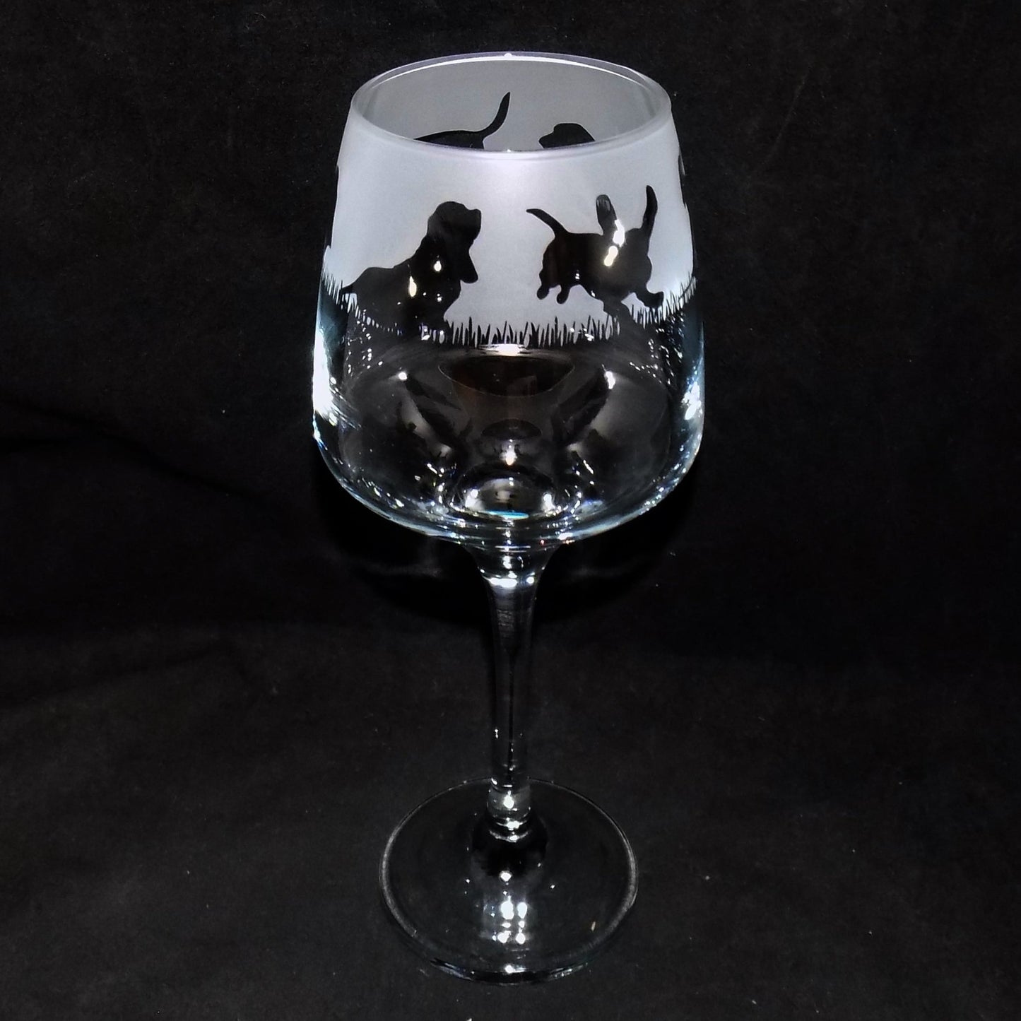 Basset Hound Stemmed Wine Glass