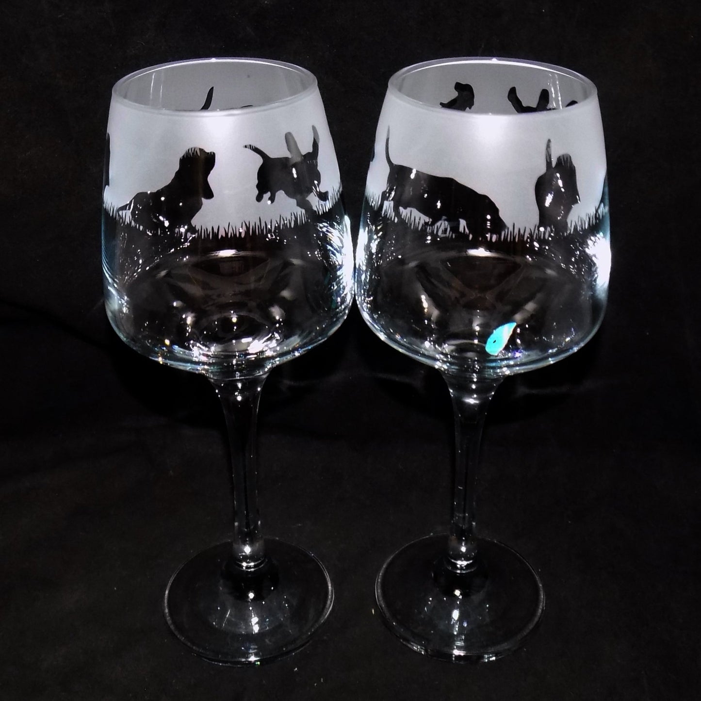Basset Hound Stemmed Wine Glass