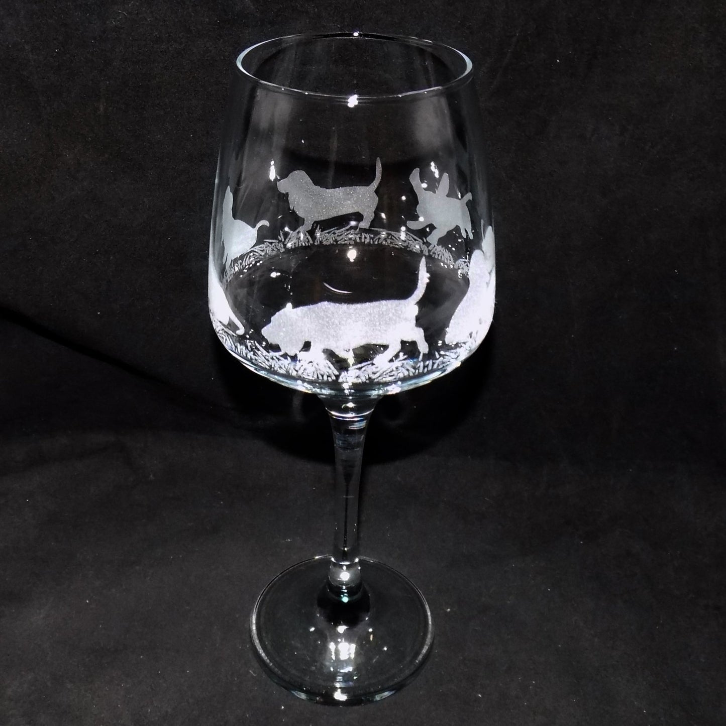 Basset Hound Stemmed Wine Glass