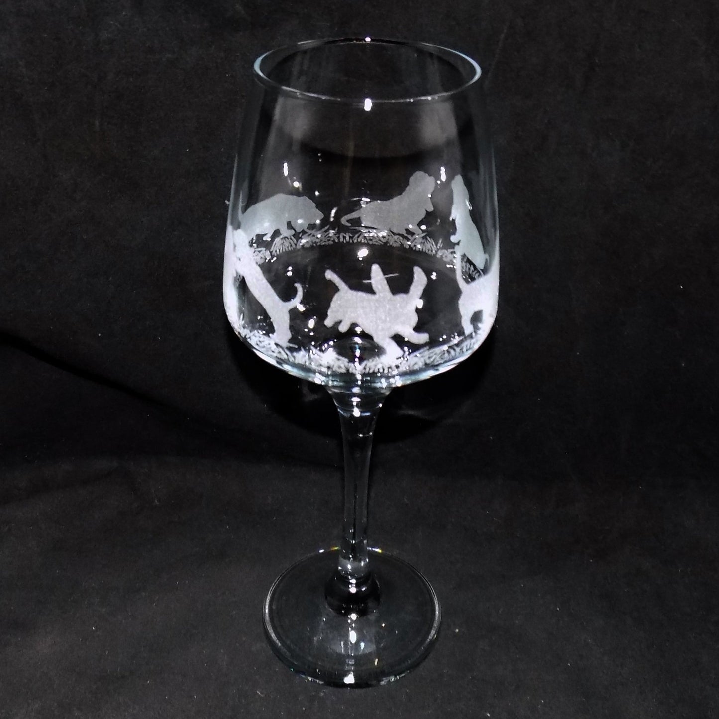 Basset Hound Stemmed Wine Glass
