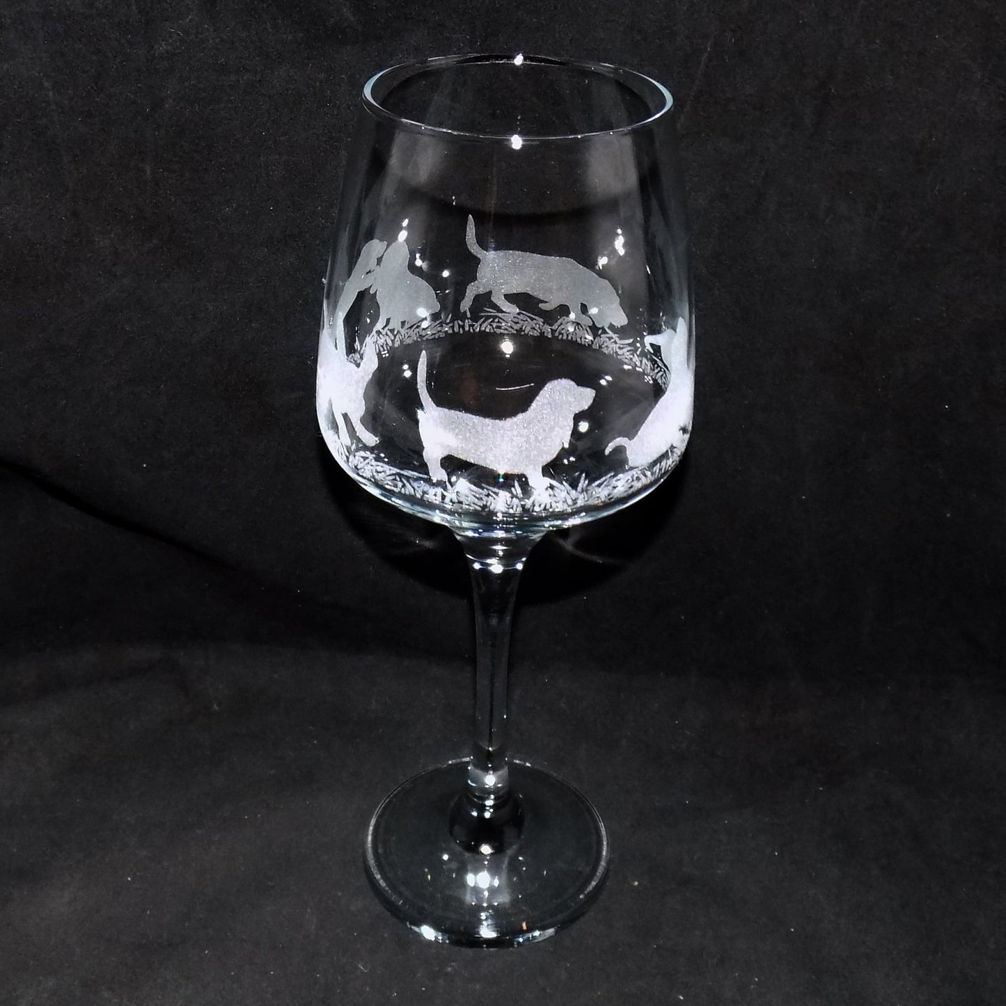 Basset Hound Stemmed Wine Glass