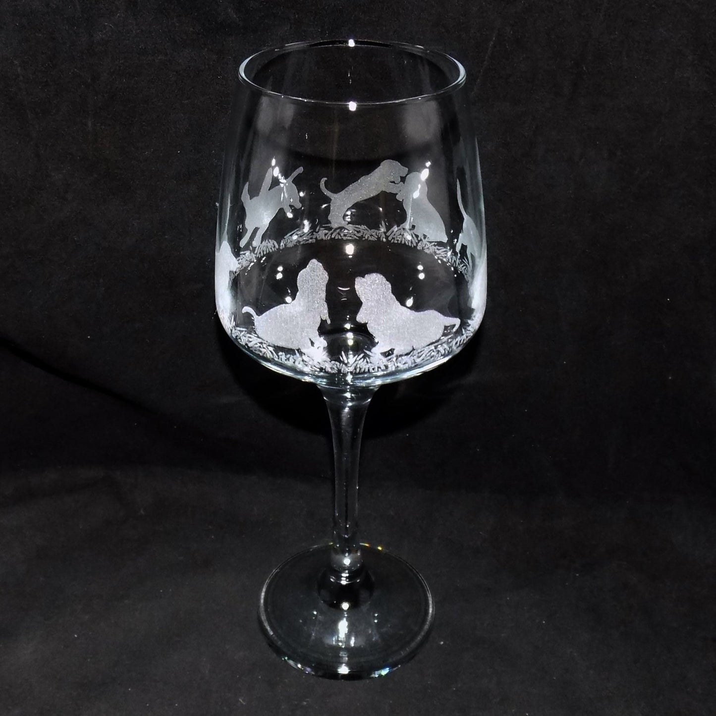 Basset Hound Stemmed Wine Glass