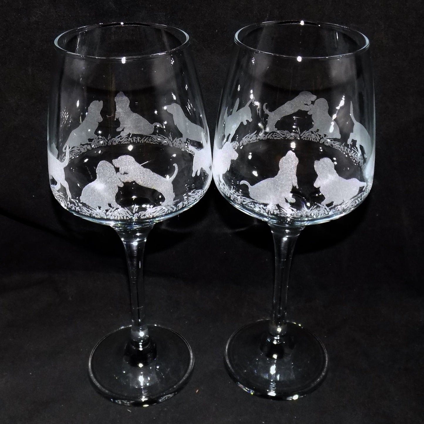 Basset Hound Stemmed Wine Glass