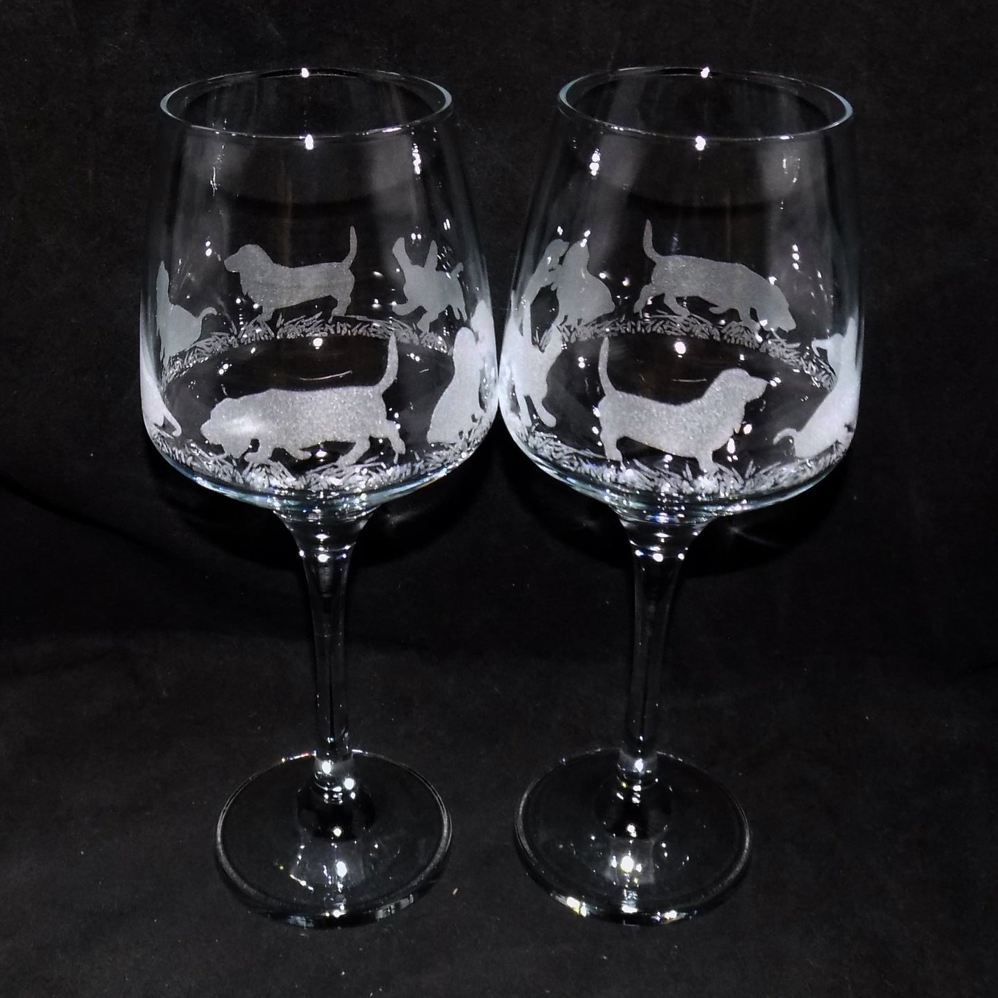 Basset Hound Stemmed Wine Glass