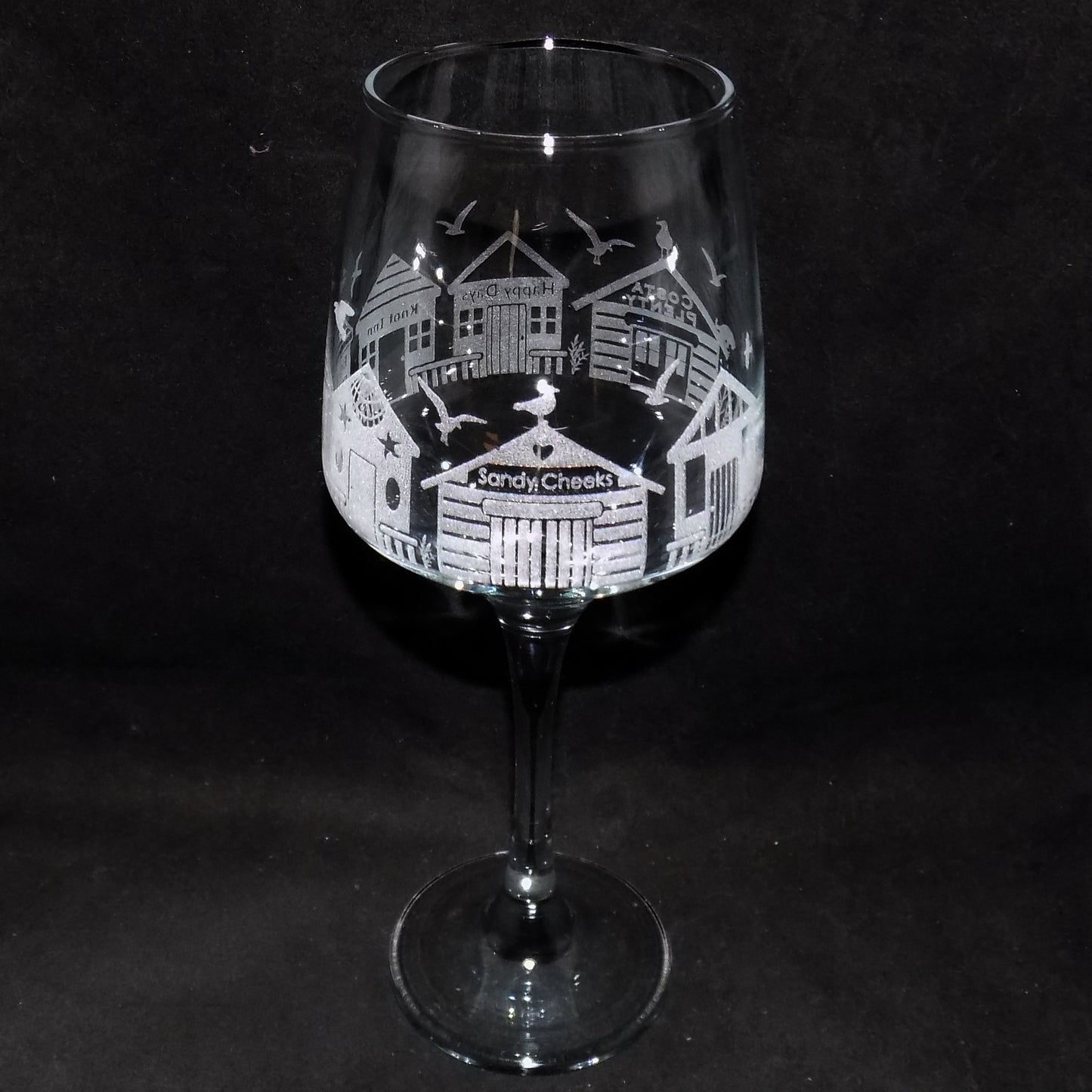 Beach Huts Stemmed Wine Glass