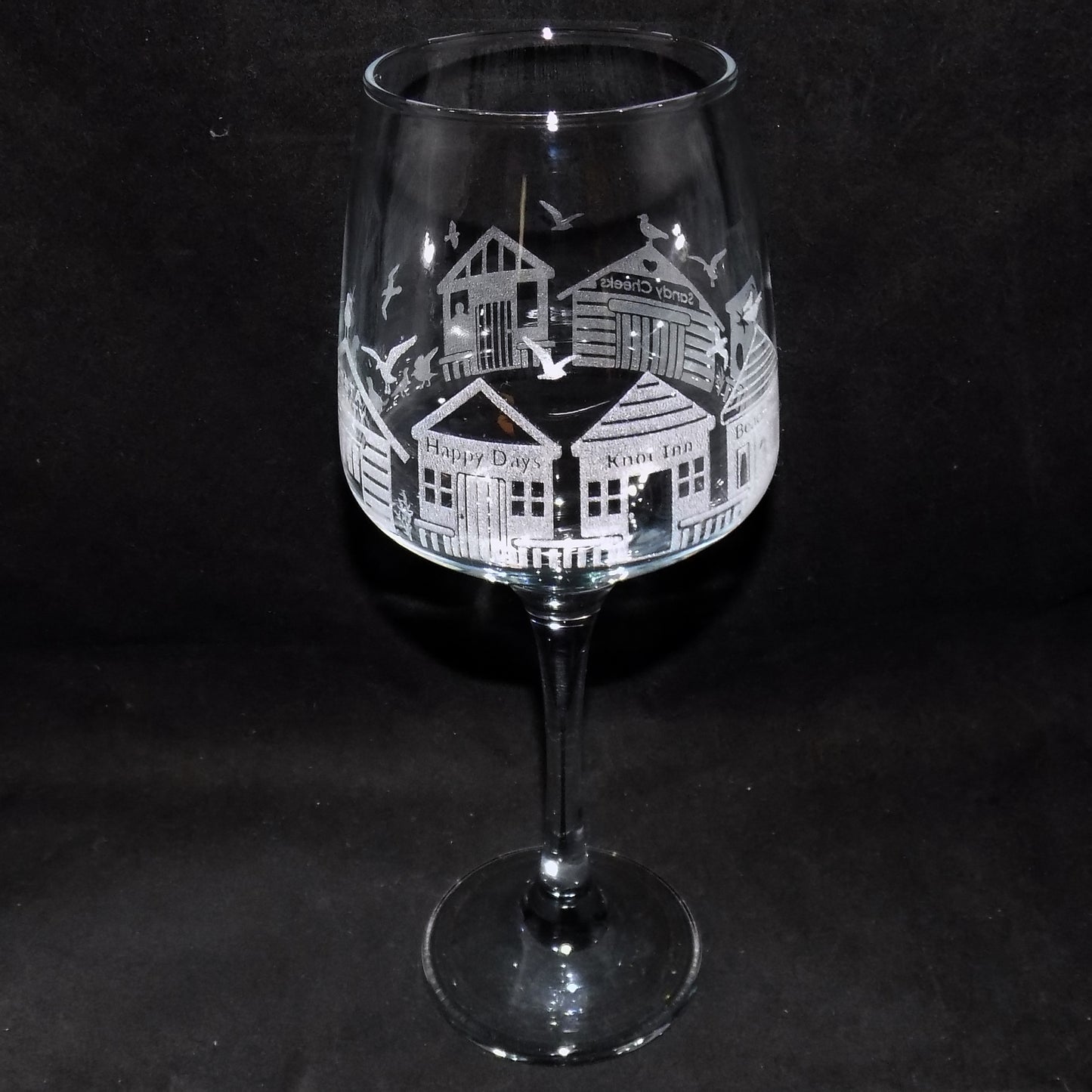 Beach Huts Stemmed Wine Glass