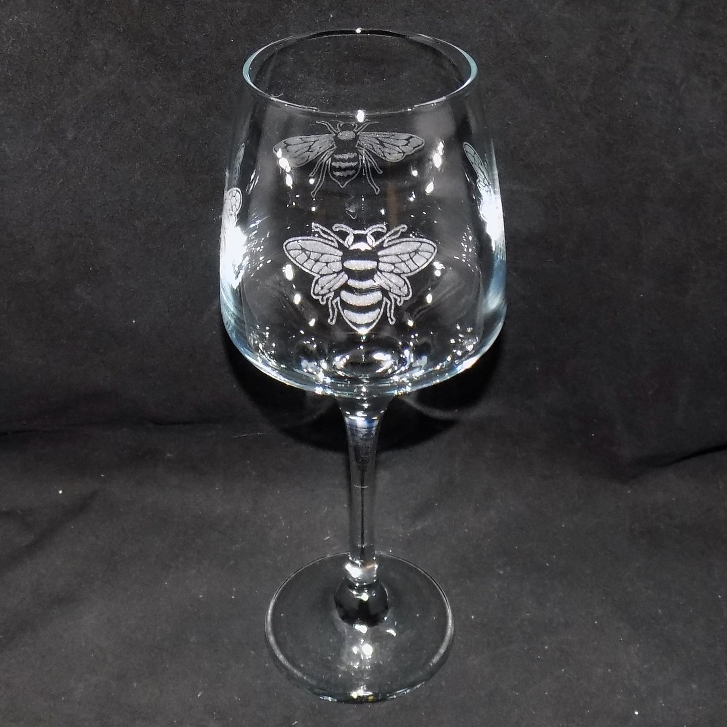 Honey Bee Stemmed Wine Glass