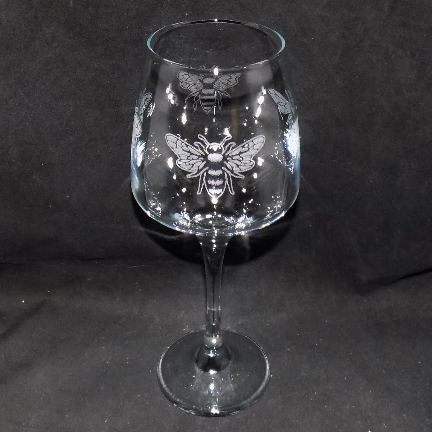 Honey Bee Stemmed Wine Glass