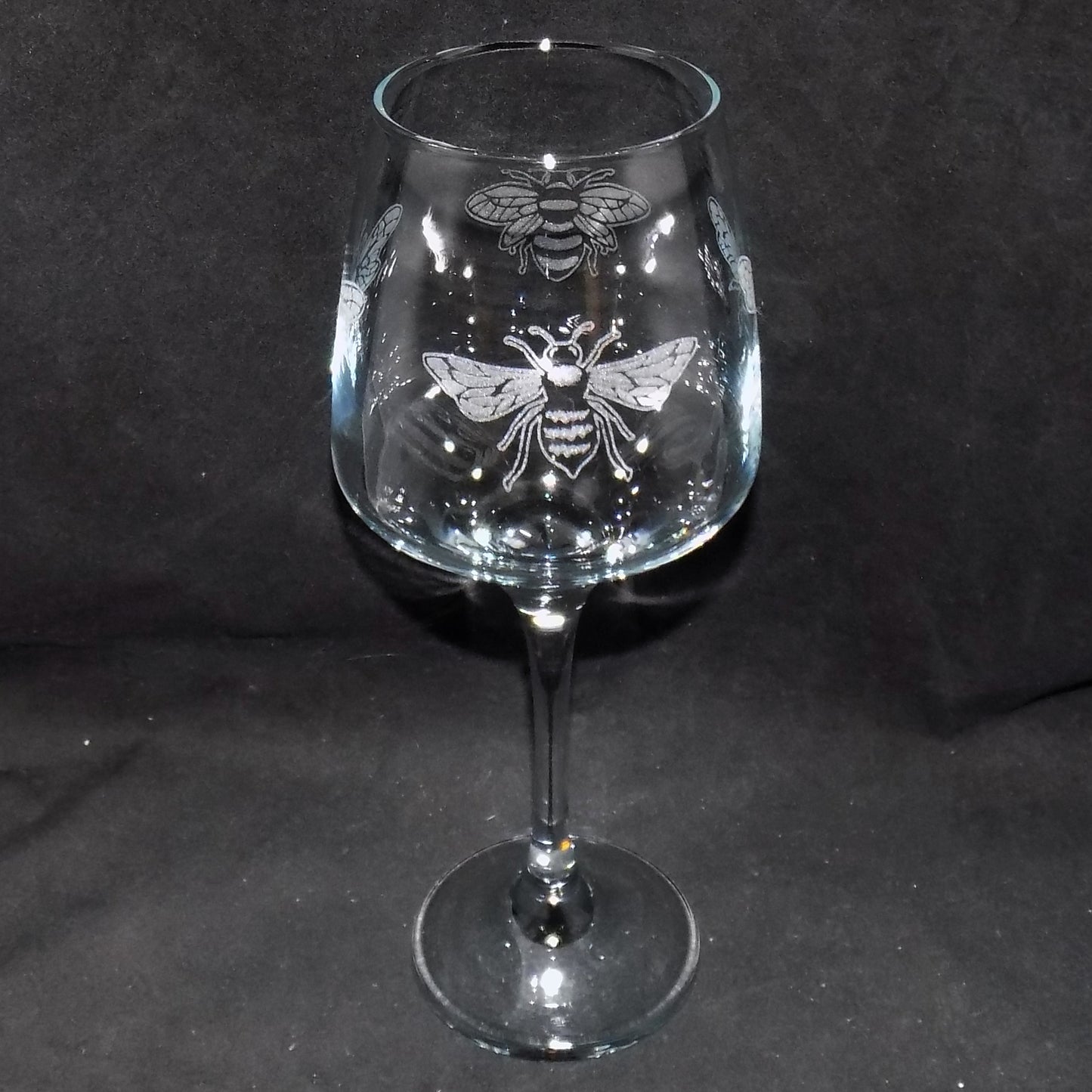 Honey Bee Stemmed Wine Glass