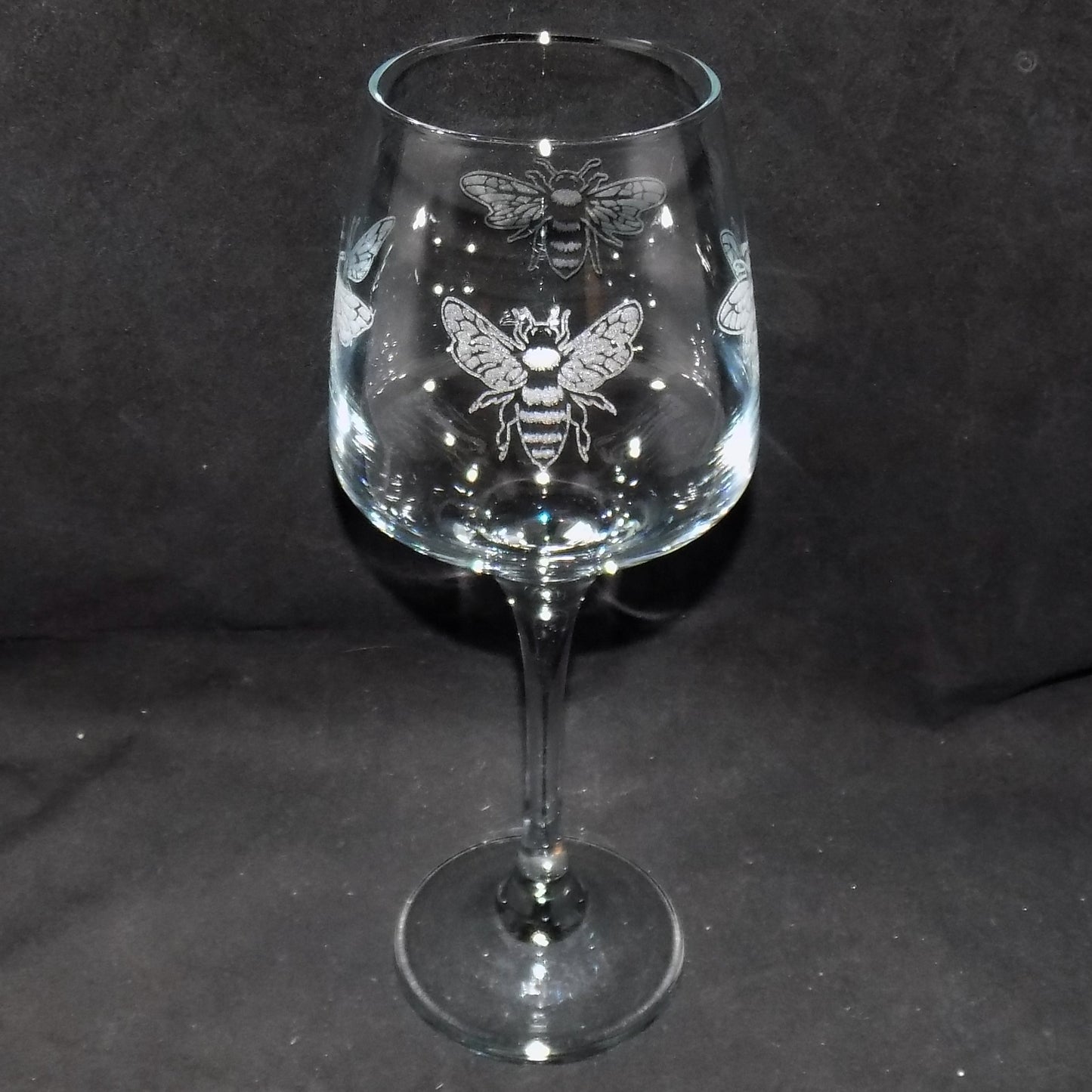 Honey Bee Stemmed Wine Glass