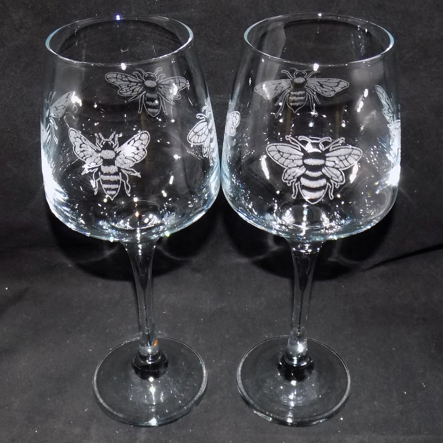 Honey Bee Stemmed Wine Glass