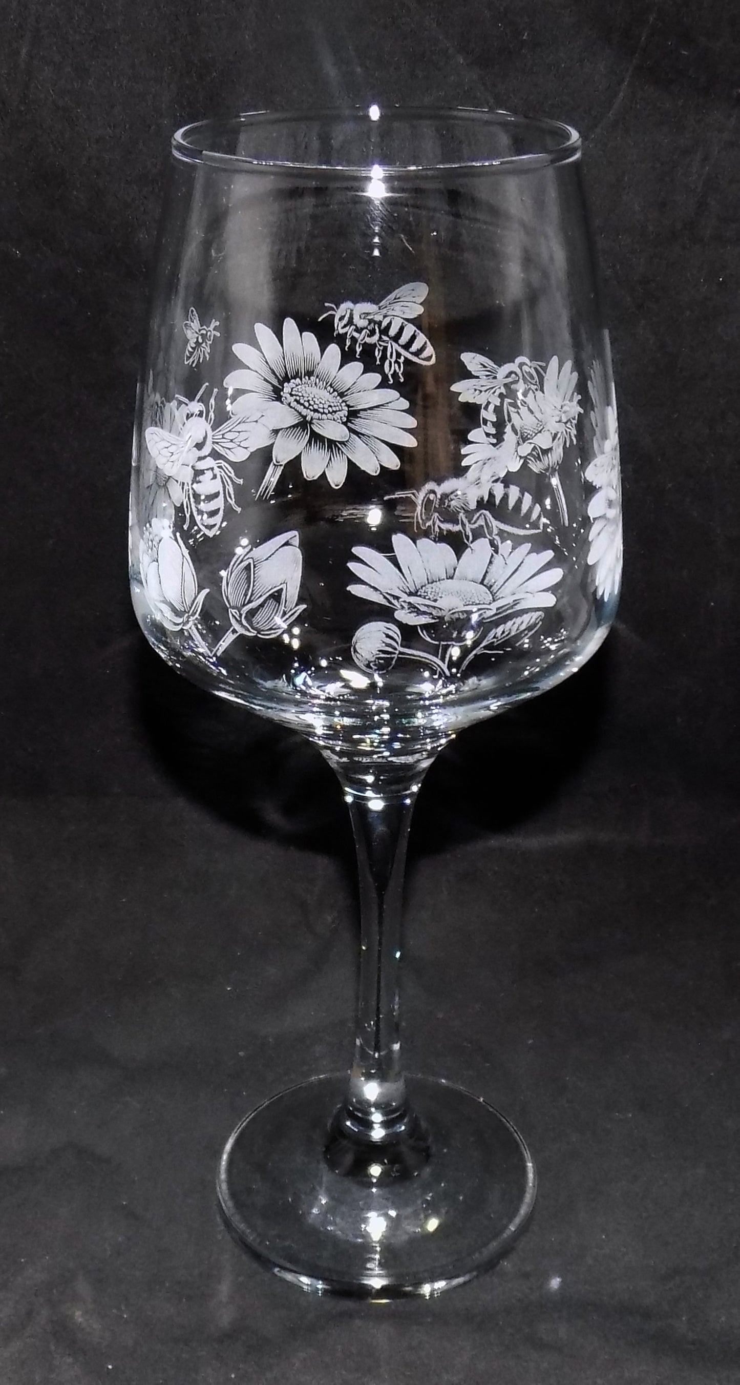 Honey Bee Stemmed Wine Glass