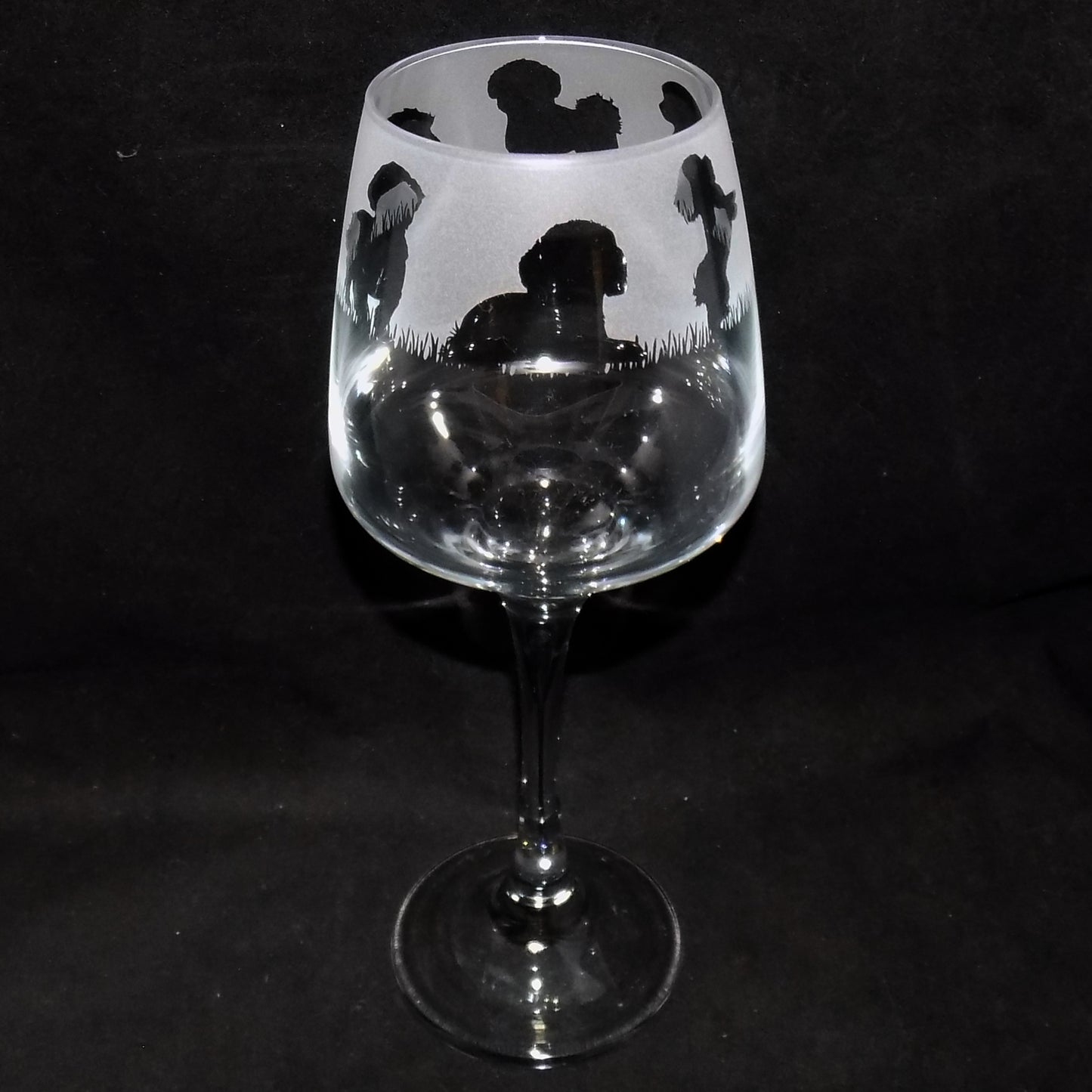 Bichon Frise Stemmed Wine Glass