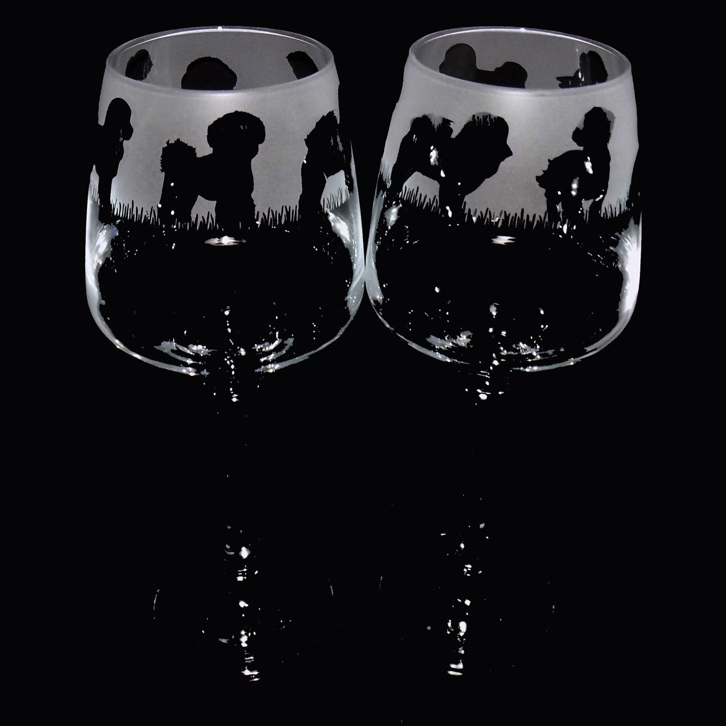 Bichon Frise Stemmed Wine Glass