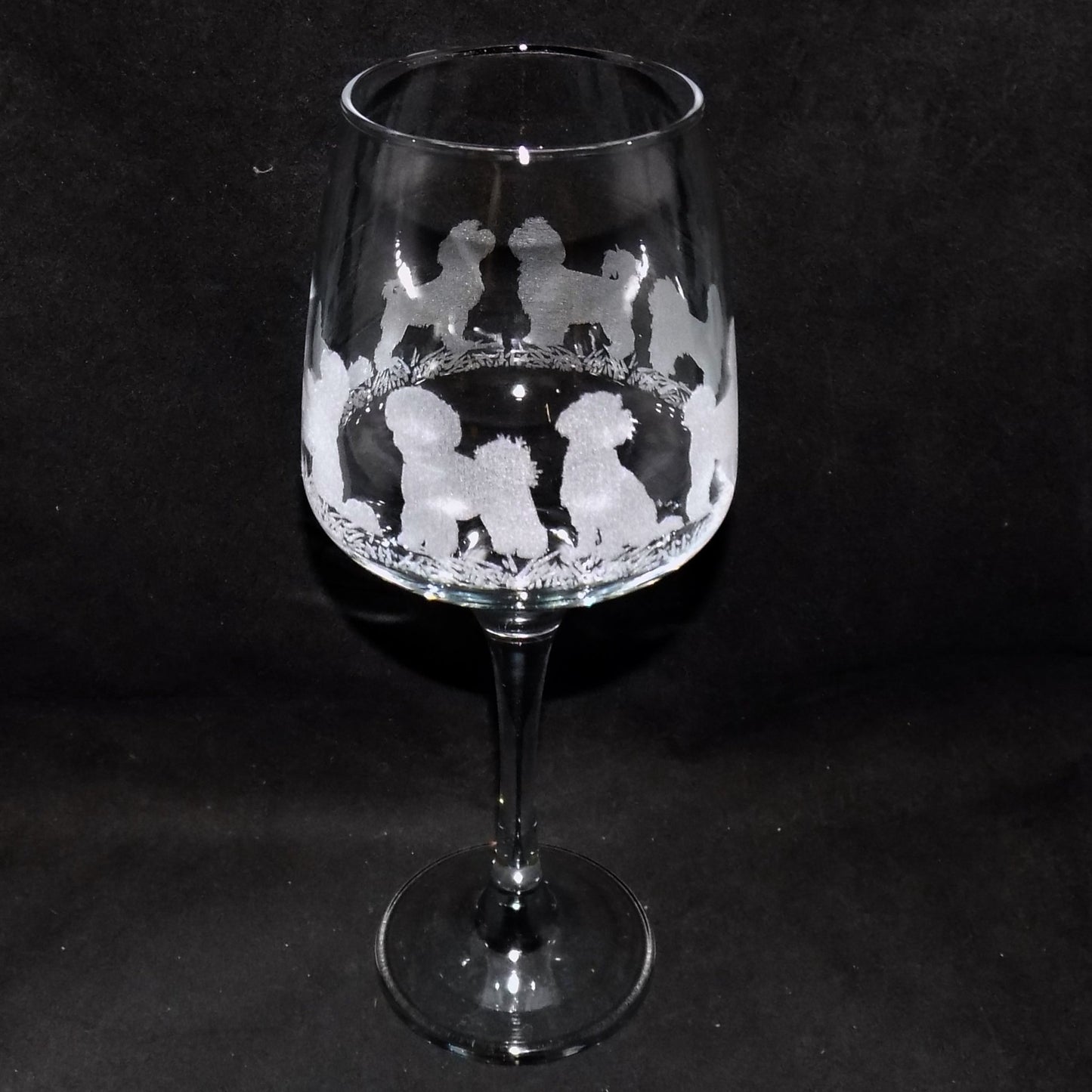 Bichon Frise Stemmed Wine Glass