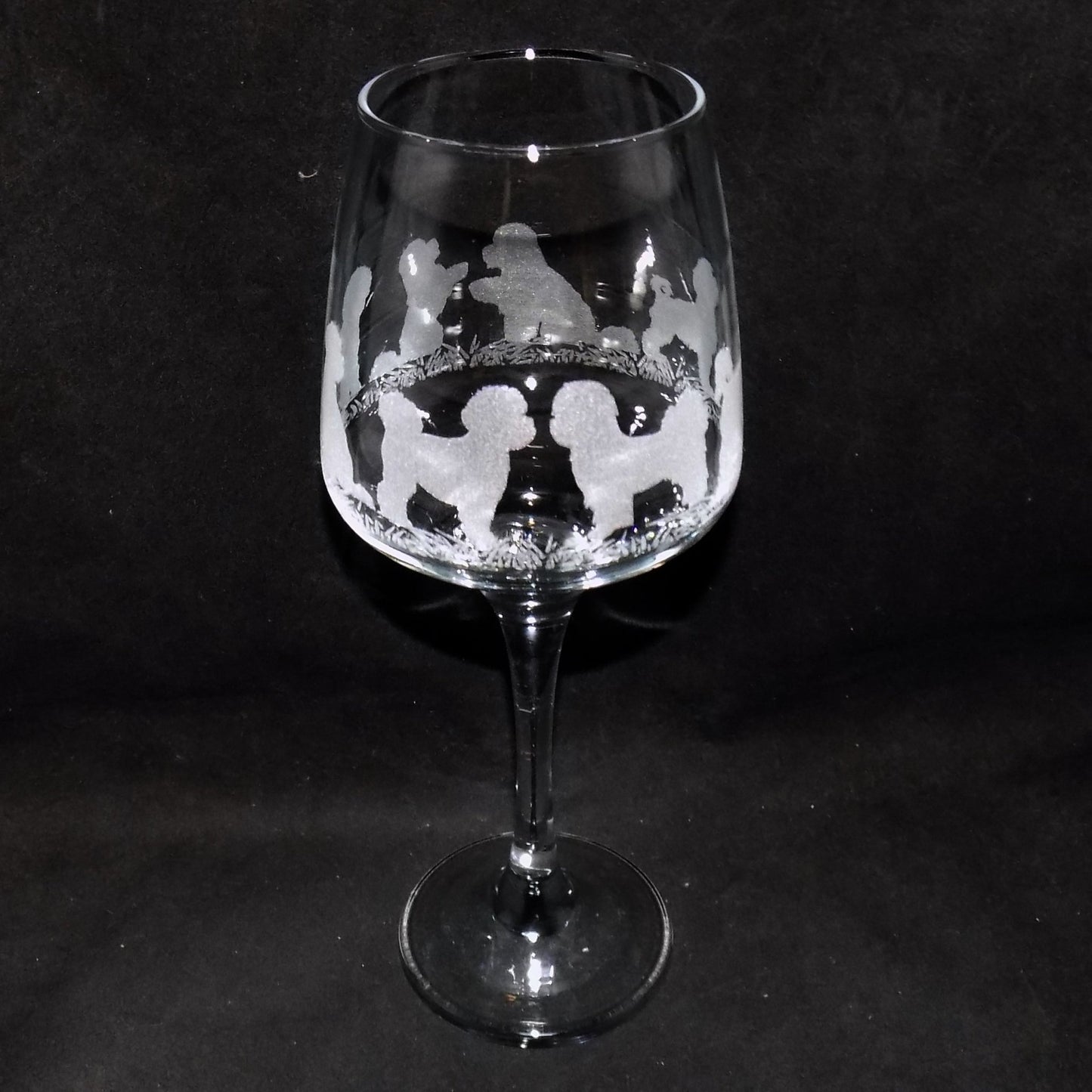 Bichon Frise Stemmed Wine Glass
