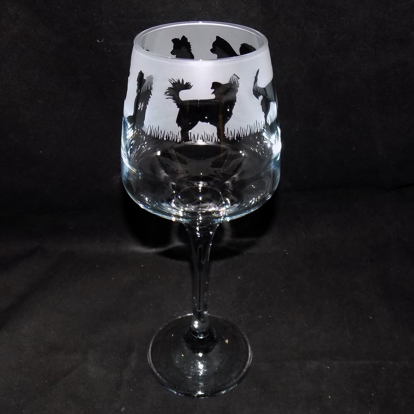 Chihuahua (Long Haired) Stemmed Wine Glass