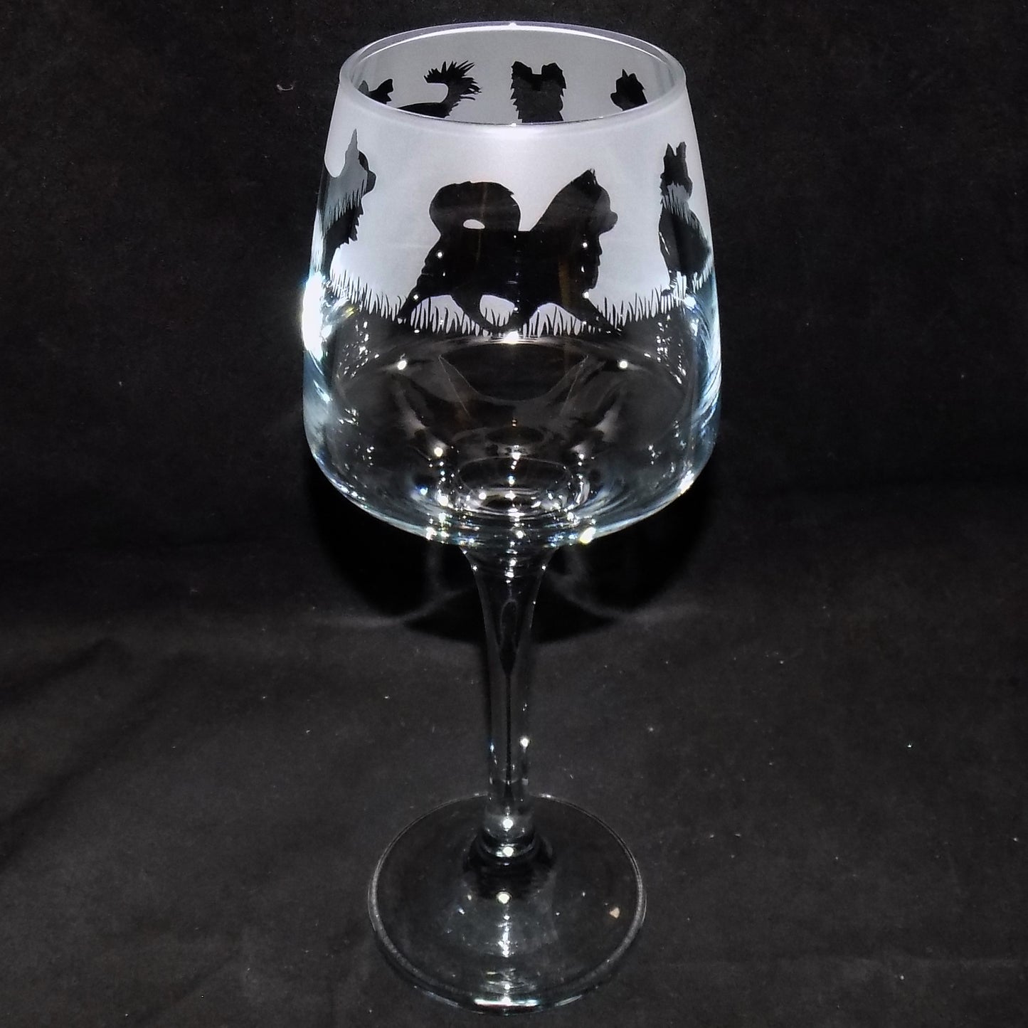 Chihuahua (Long Haired) Stemmed Wine Glass