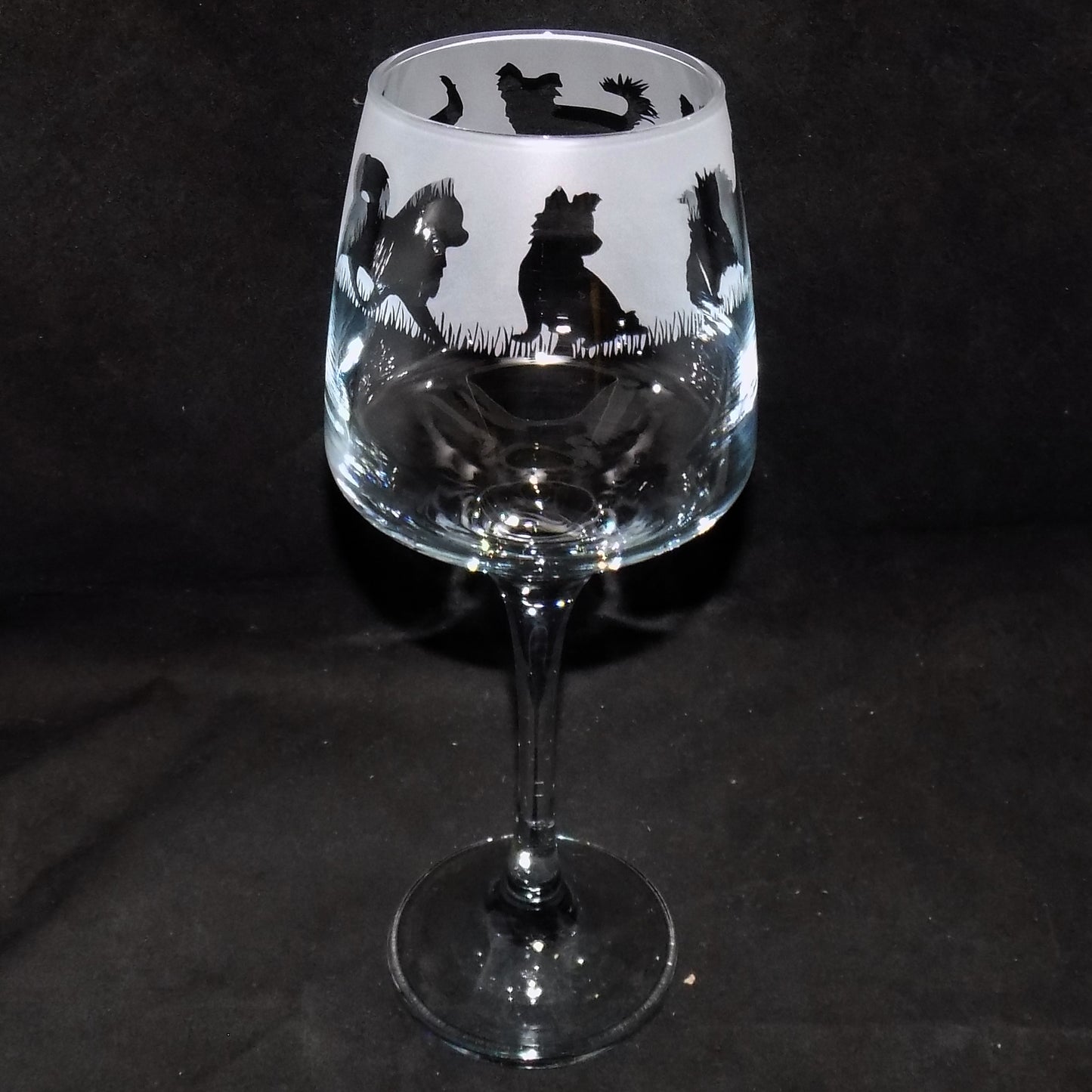 Chihuahua (Long Haired) Stemmed Wine Glass