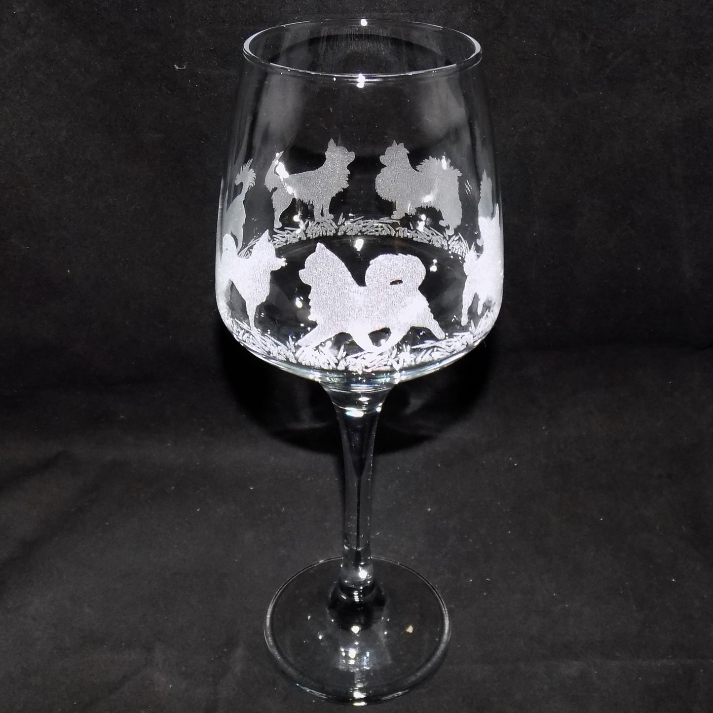 Chihuahua (Long Haired) Stemmed Wine Glass