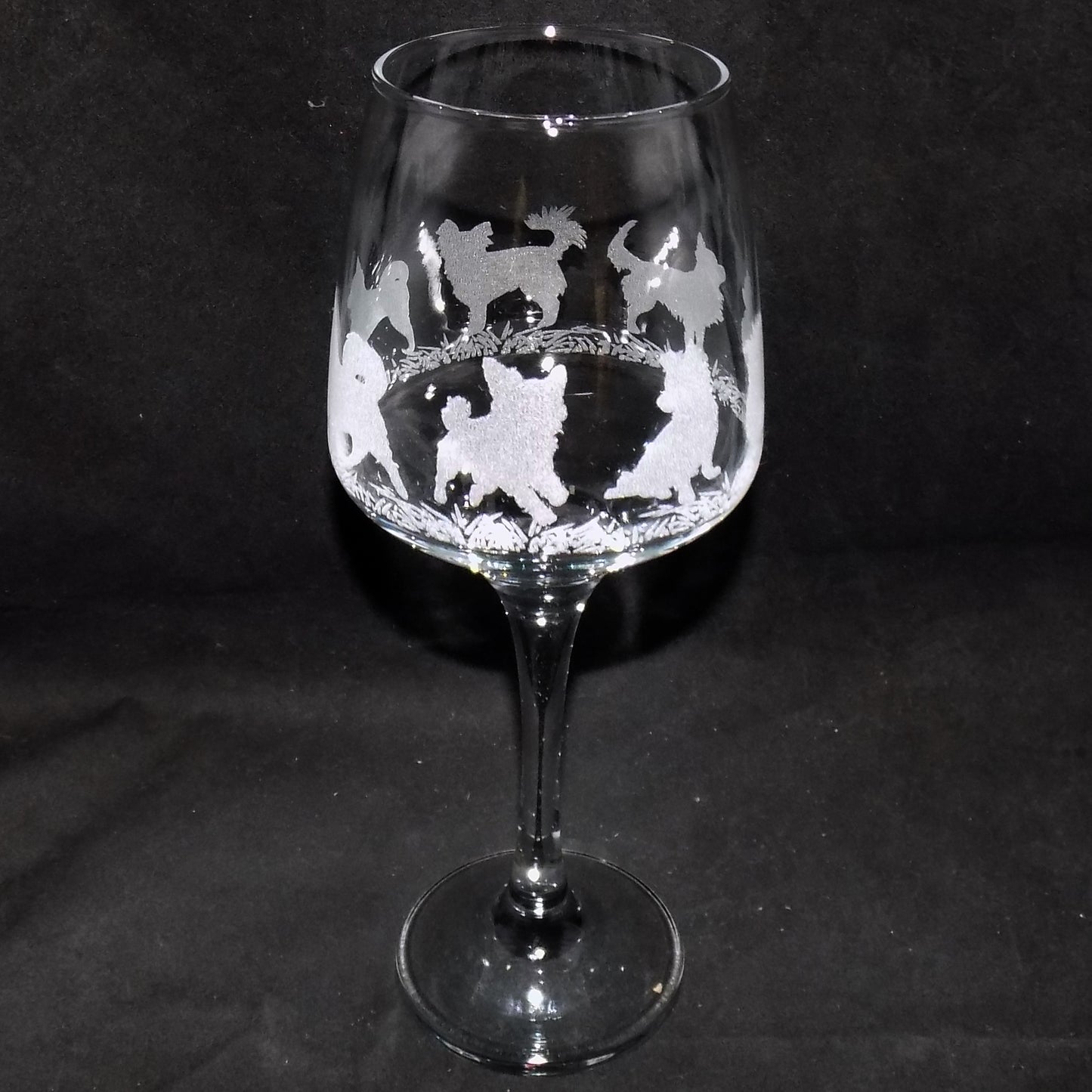 Chihuahua (Long Haired) Stemmed Wine Glass
