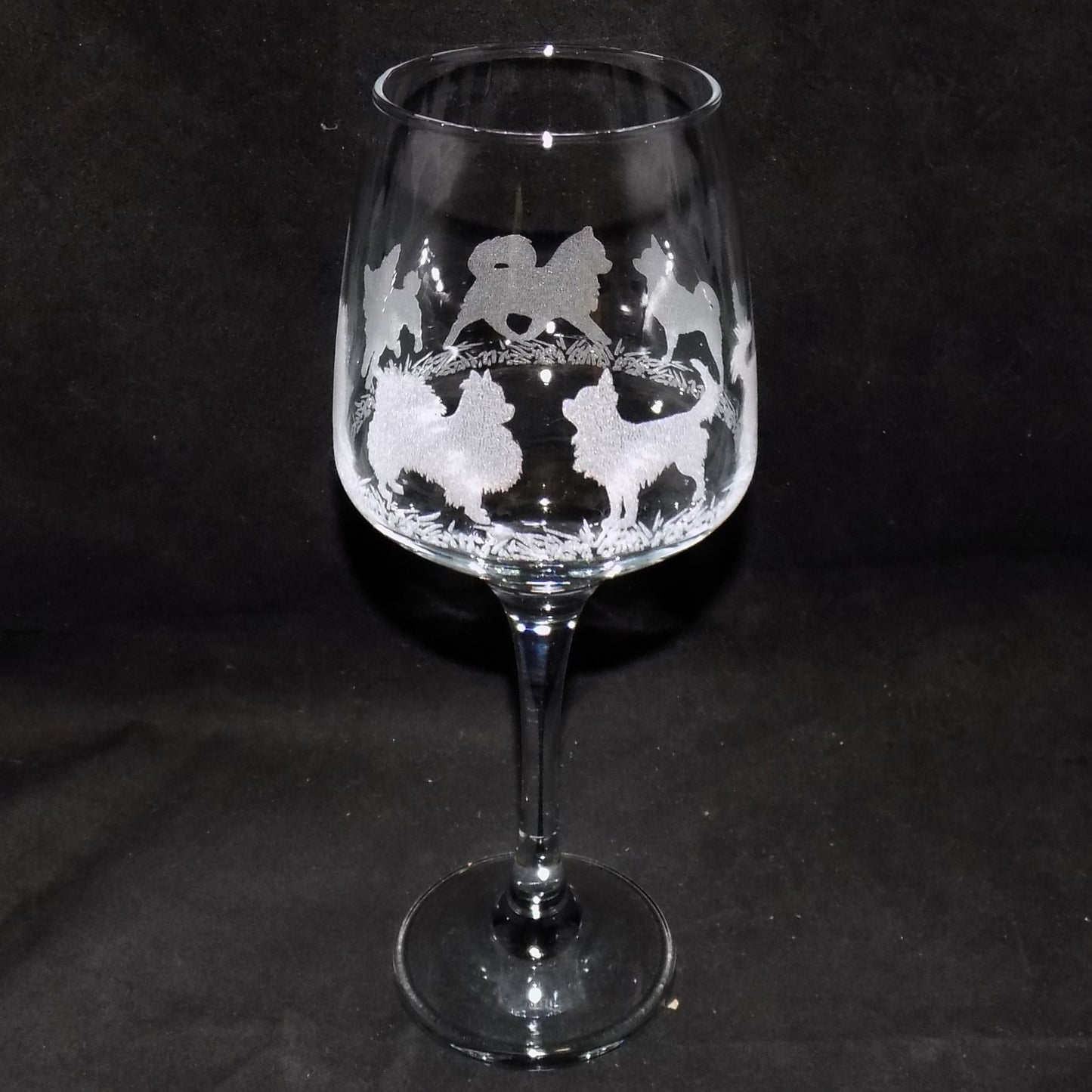 Chihuahua (Long Haired) Stemmed Wine Glass