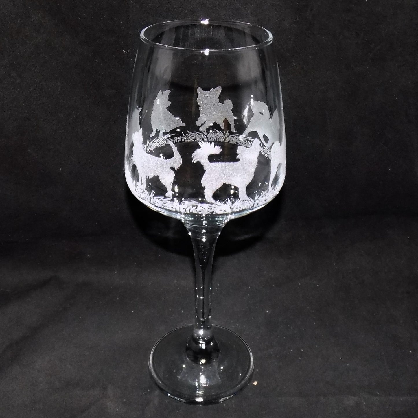 Chihuahua (Long Haired) Stemmed Wine Glass
