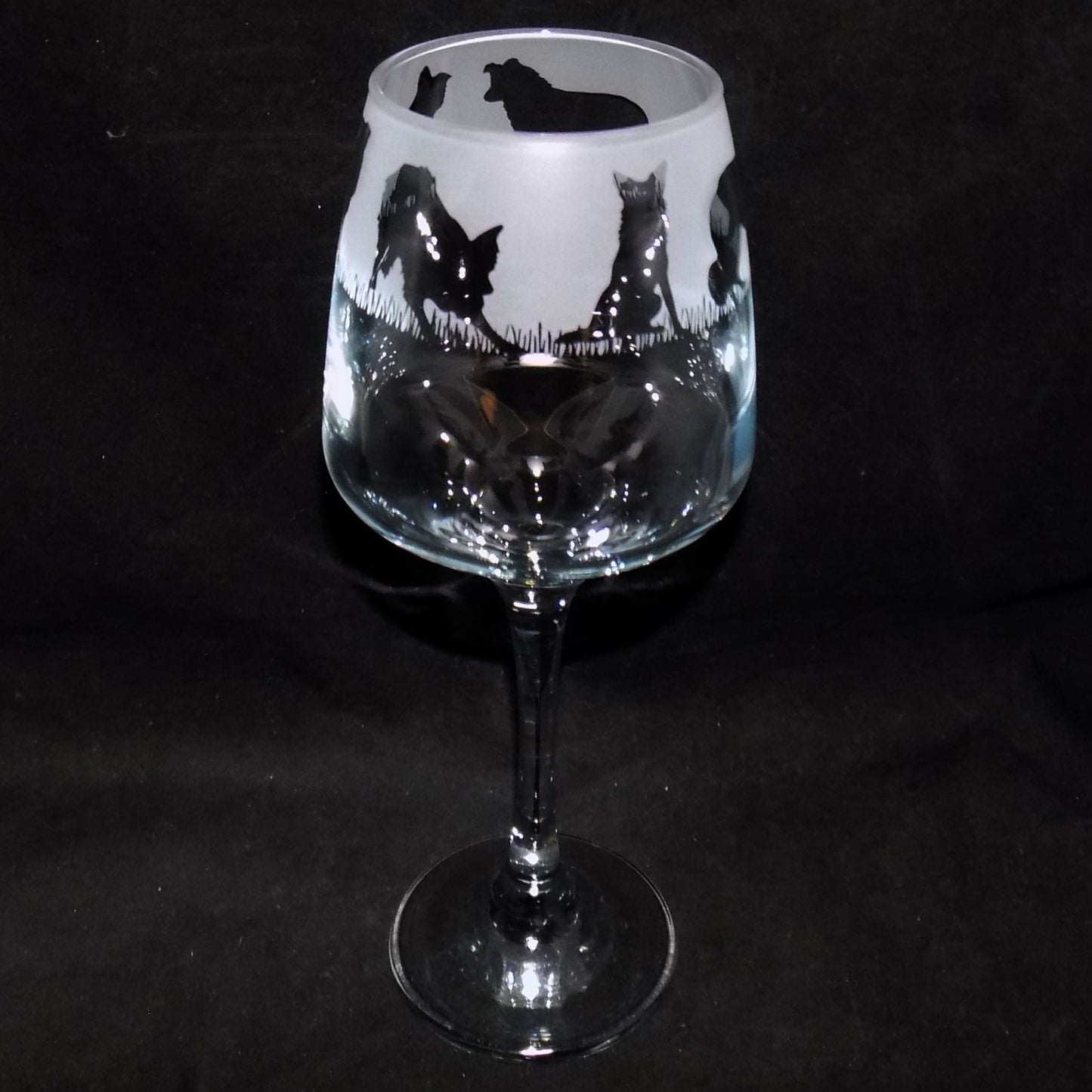 Border Collie Stemmed Wine Glass