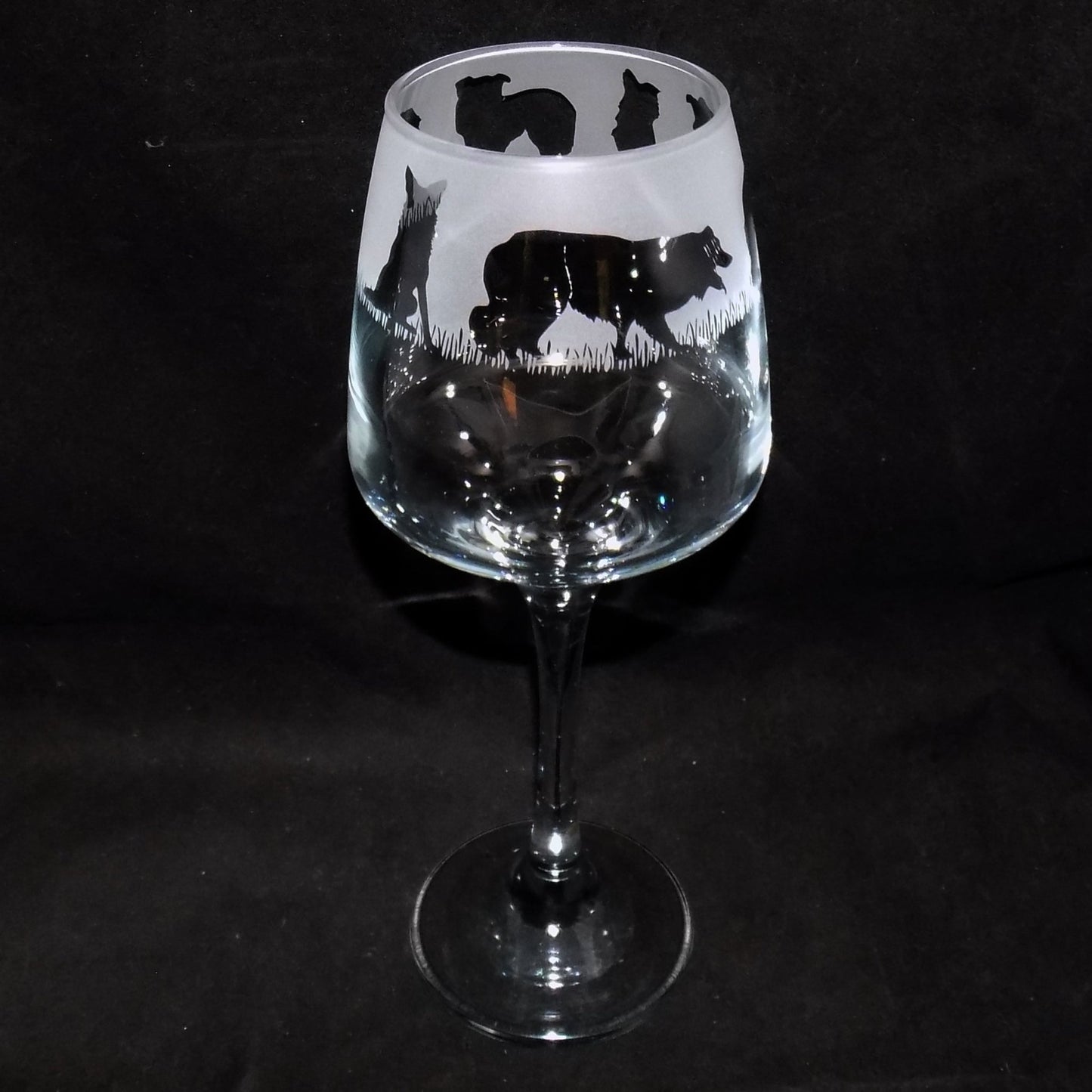 Border Collie Stemmed Wine Glass