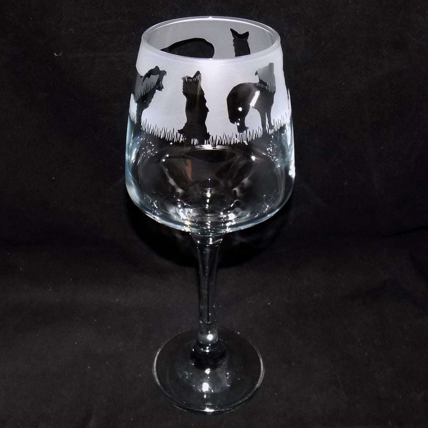 Border Collie Stemmed Wine Glass