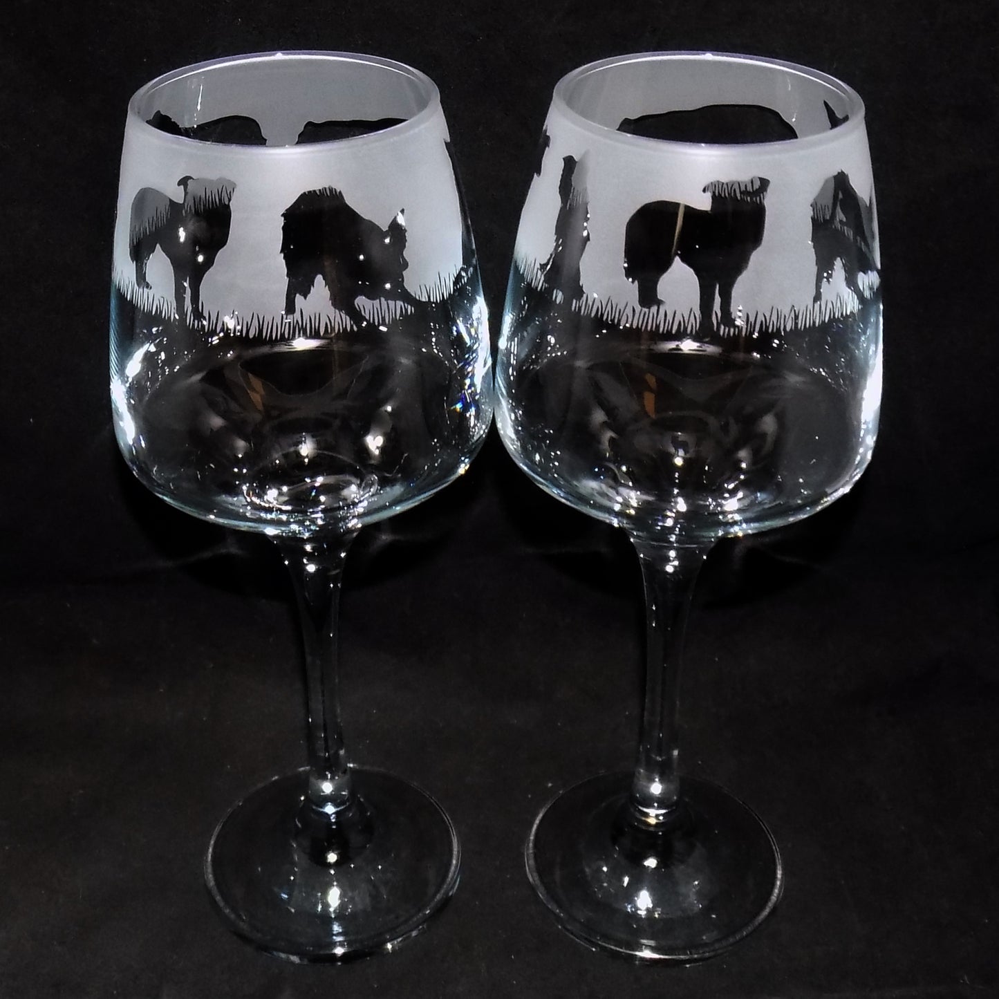 Border Collie Stemmed Wine Glass