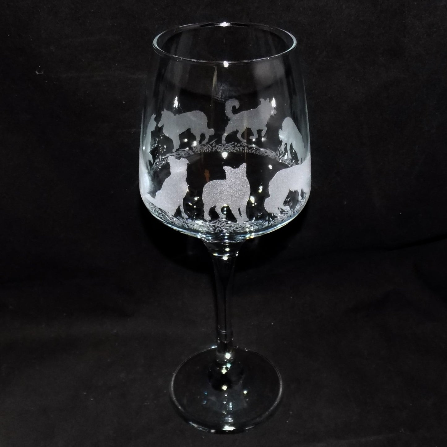 Border Collie Stemmed Wine Glass