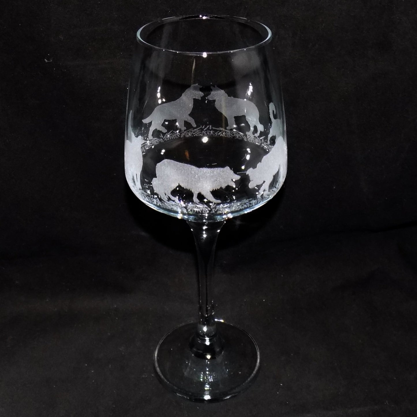 Border Collie Stemmed Wine Glass