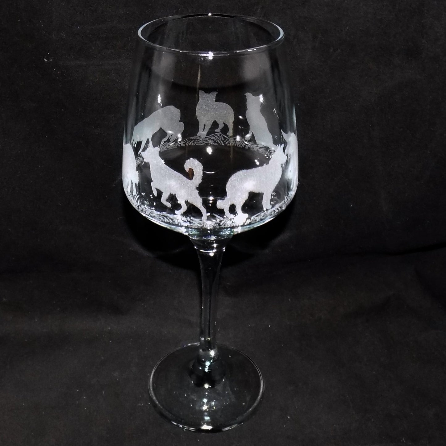 Border Collie Stemmed Wine Glass