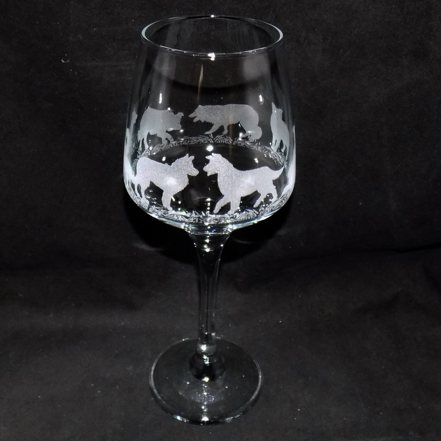 Border Collie Stemmed Wine Glass