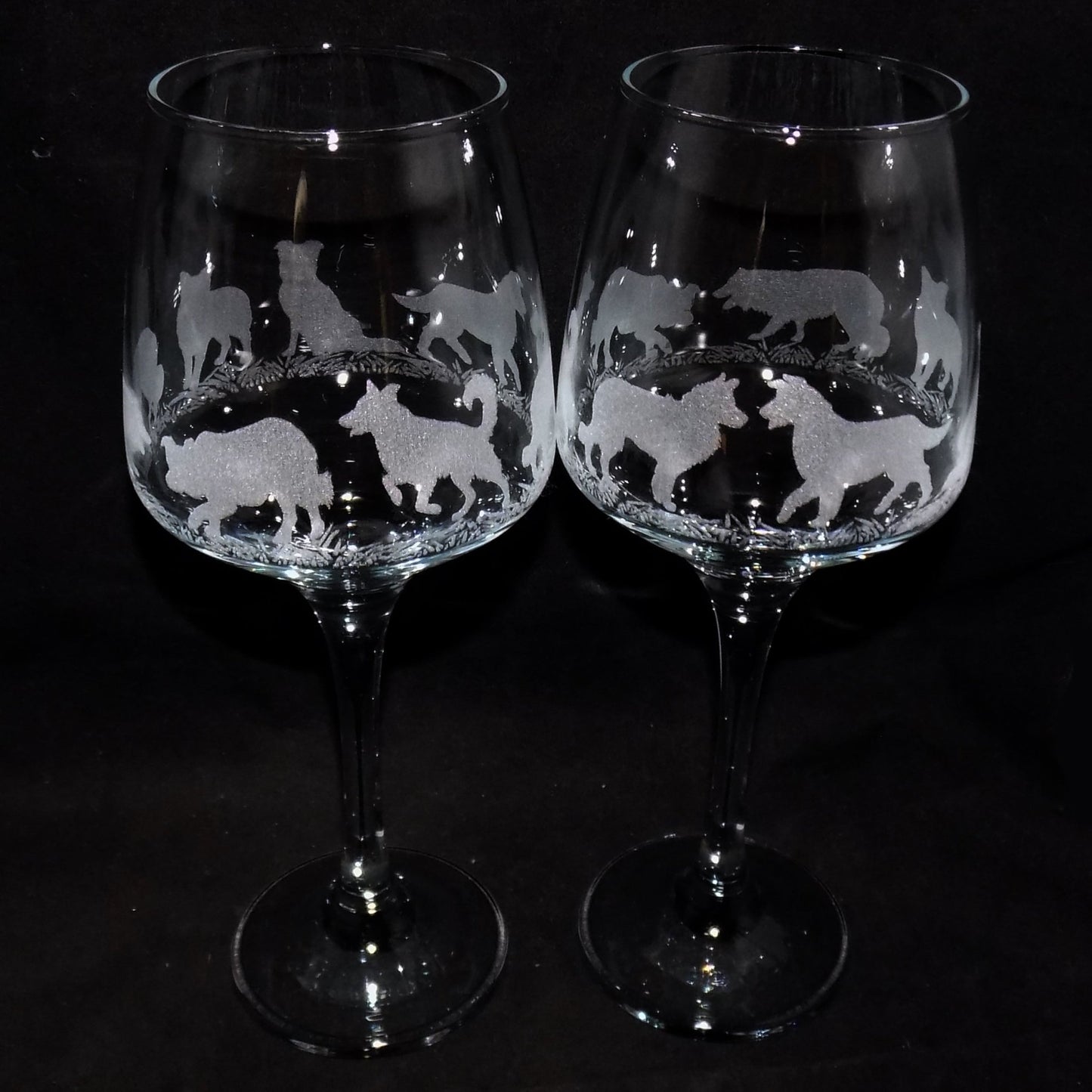 Border Collie Stemmed Wine Glass