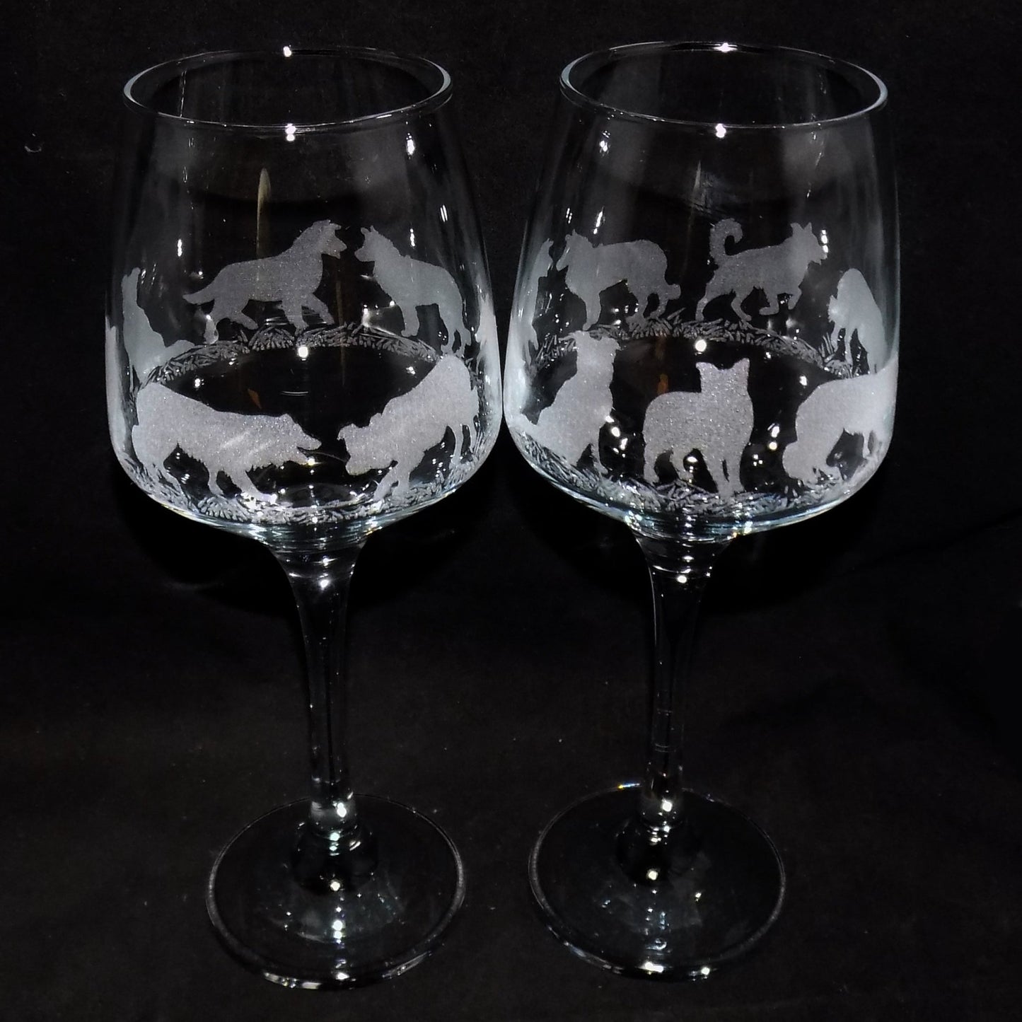 Border Collie Stemmed Wine Glass