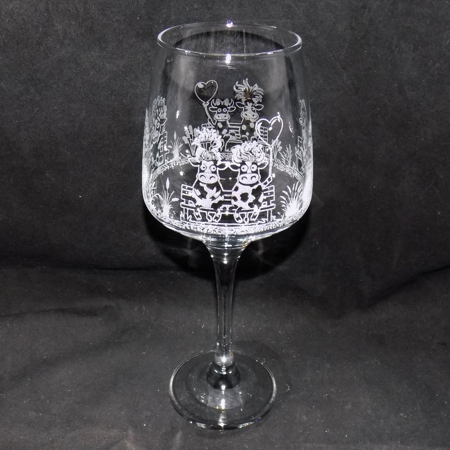 'Crazy Cow' Stemmed Wine Glass