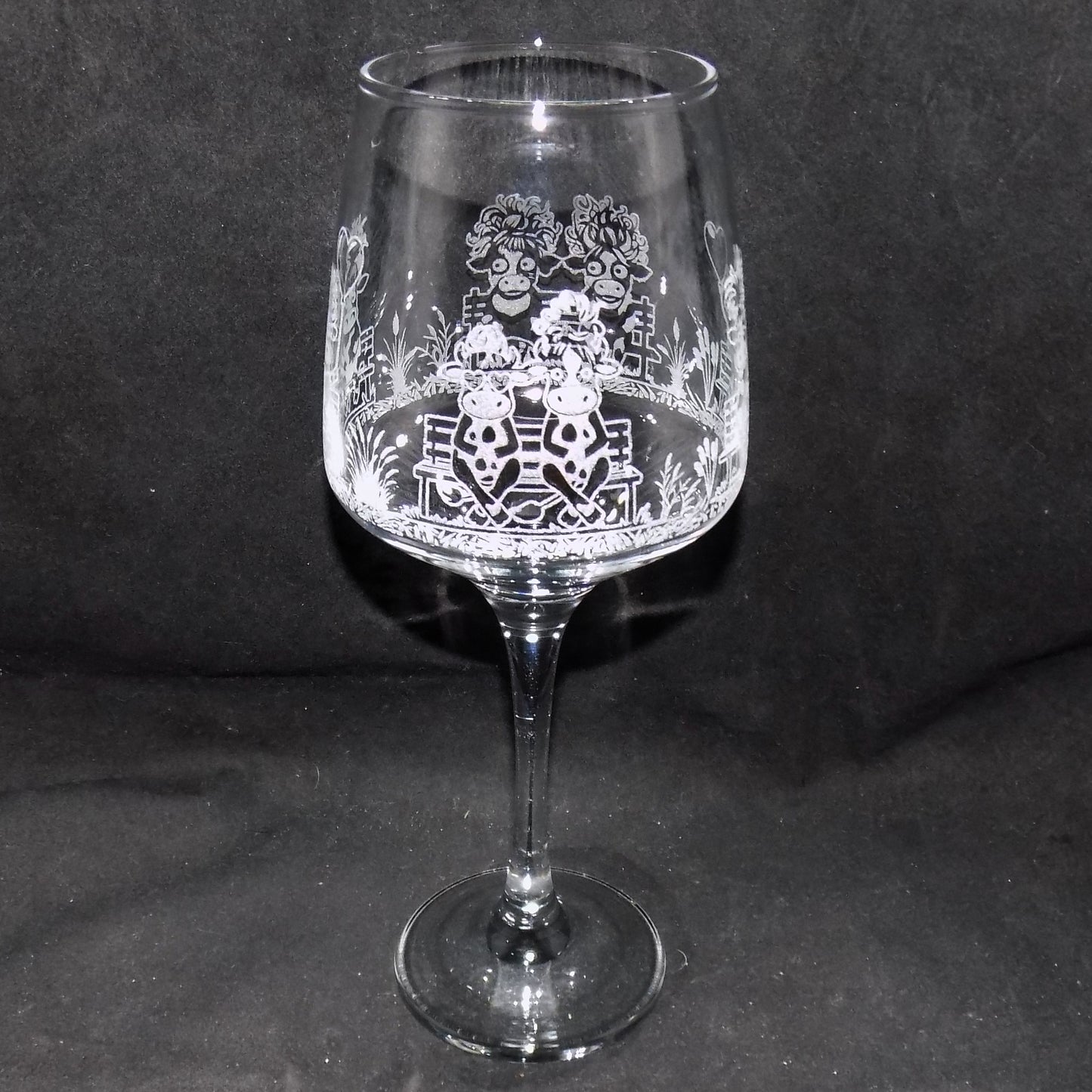 'Crazy Cow' Stemmed Wine Glass