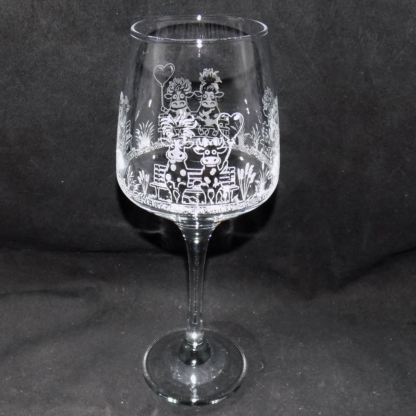 'Crazy Cow' Stemmed Wine Glass