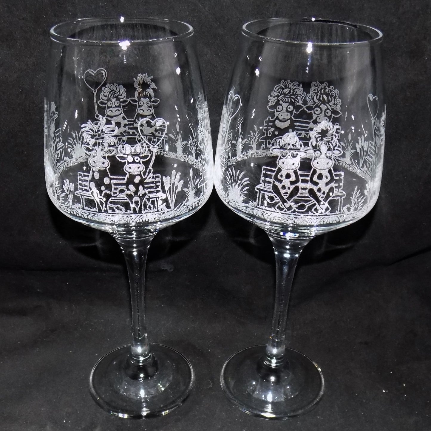 'Crazy Cow' Stemmed Wine Glass