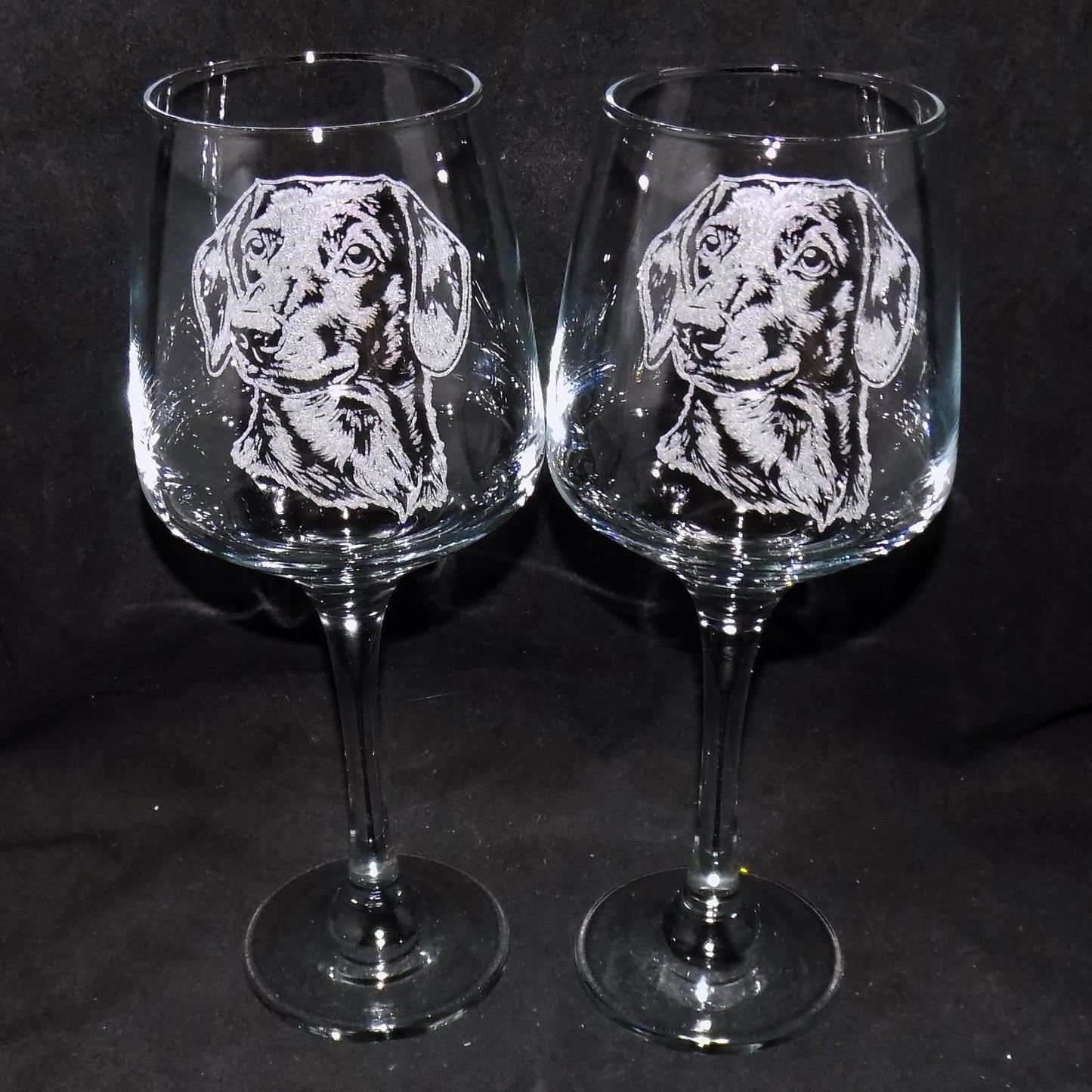 Dachshund Head Portrait Engraved Wine Glass