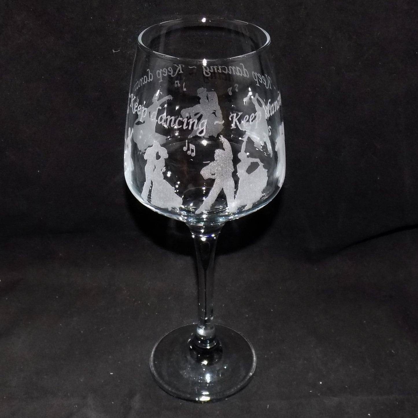 Keep Dancing Stemmed Wine Glass
