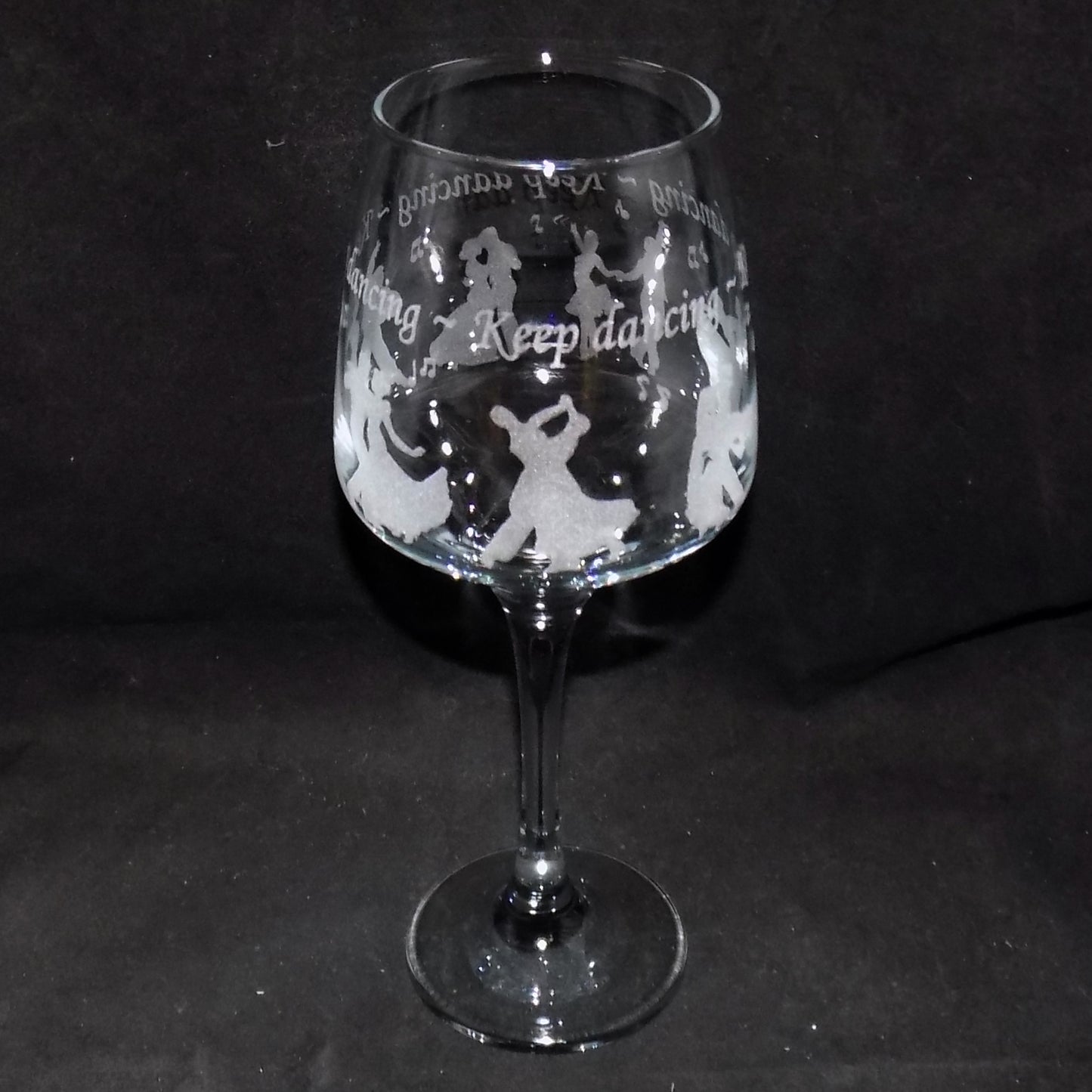 Keep Dancing Stemmed Wine Glass