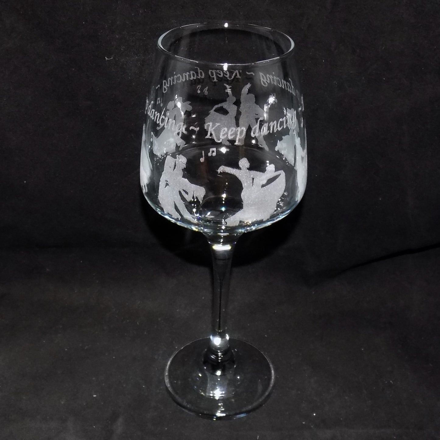 Keep Dancing Stemmed Wine Glass