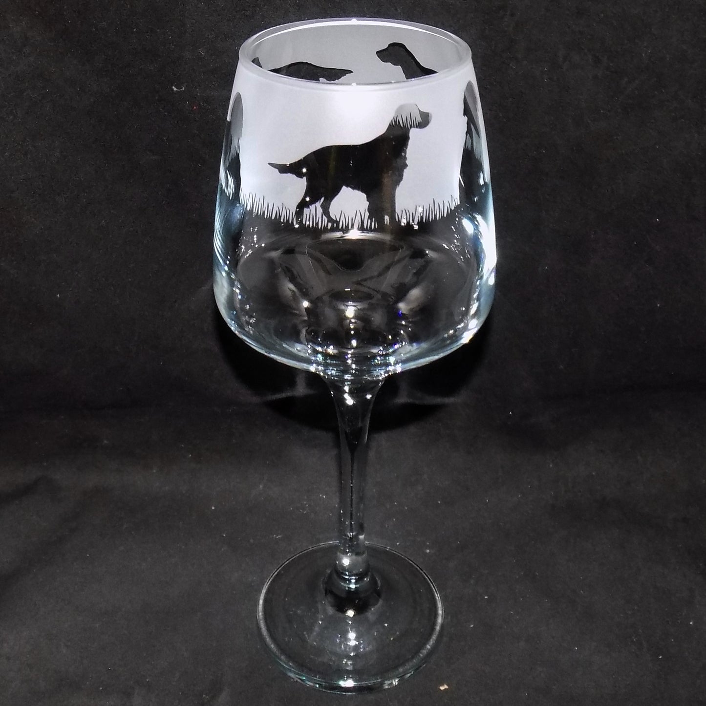 English Setter Stemmed Wine Glass